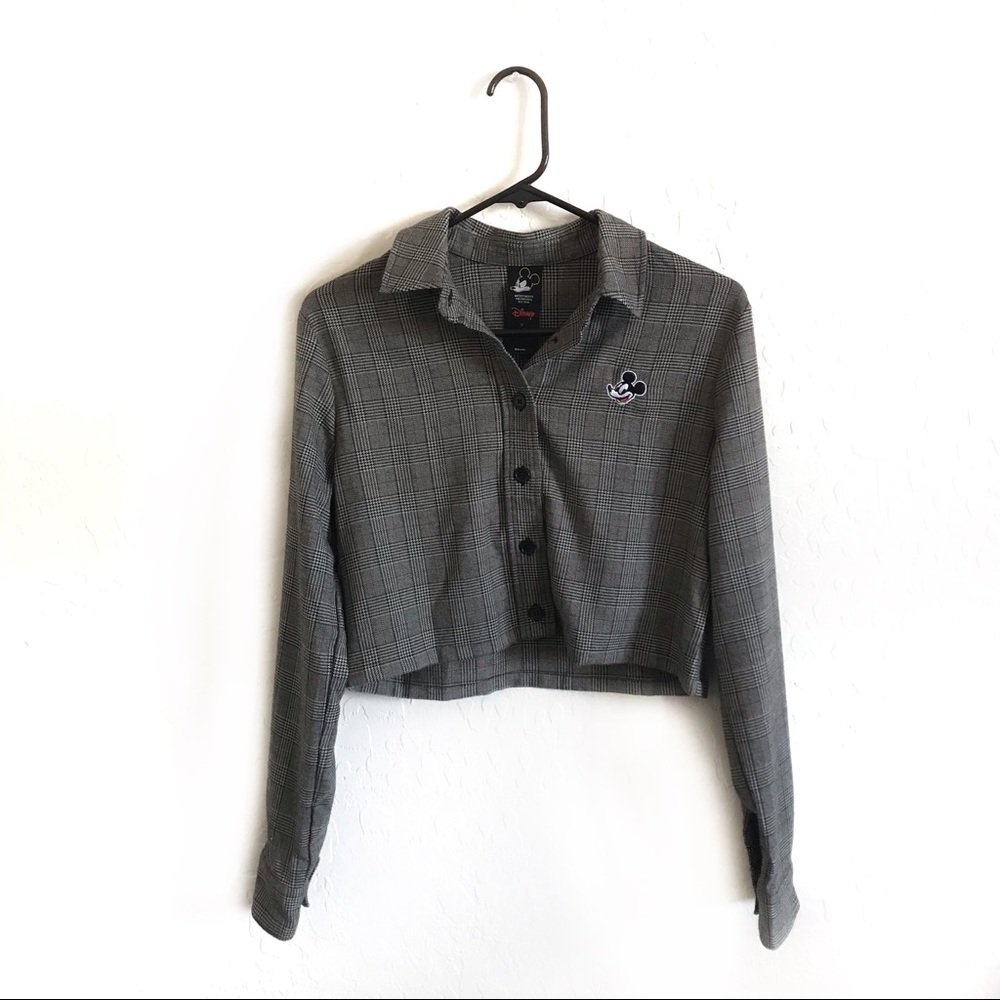 F21 mickey plaid crop top